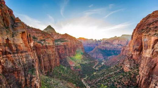 Zion National Park canyon at sunrise — Zion, Grand Canyon, and Big Bend trip planning